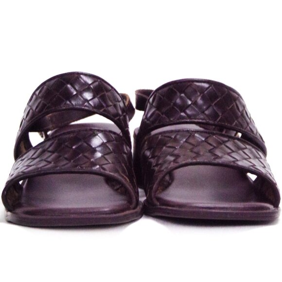 COUP D'ETAT LTD size 6.5M brown low-heel sandals woven-strap leather uppers - Picture 7 of 16